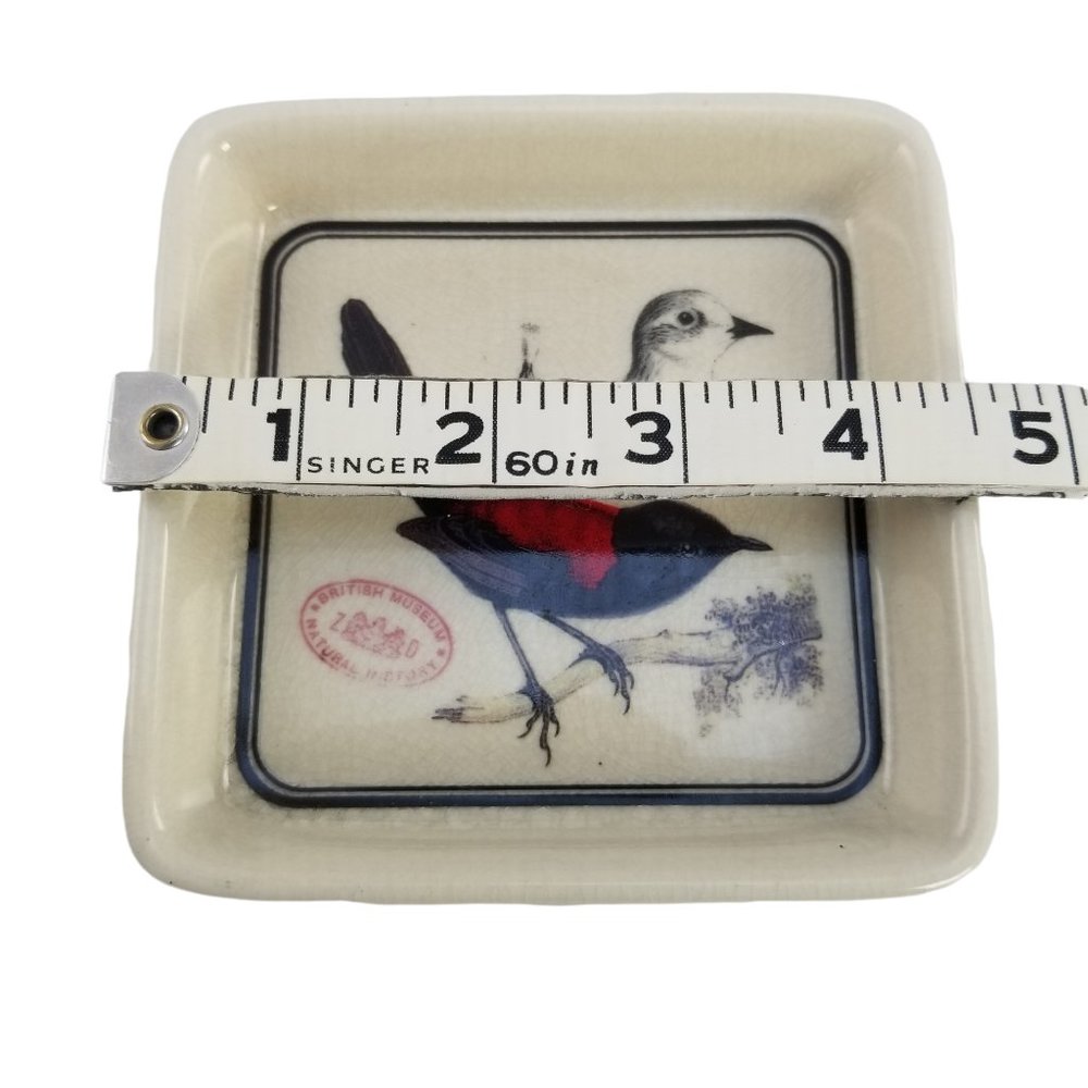 British Museum Ceramic Bird Candy Nut Mint Dish Jewelry Trinket Square Soap Tray - Picture 4 of 7